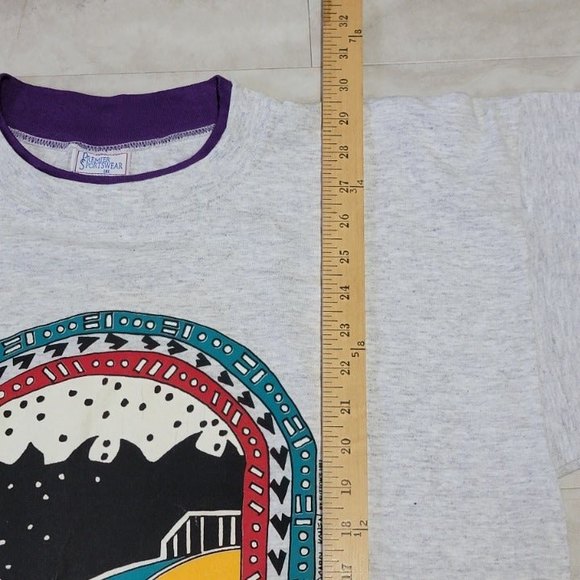 Vintage Dinkey Creek Aztec Fish Graphic Gray Double Collared and Sleeve Premier - Picture 3 of 8